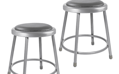 Grey Vinyl Padded Stools (2-Pack)